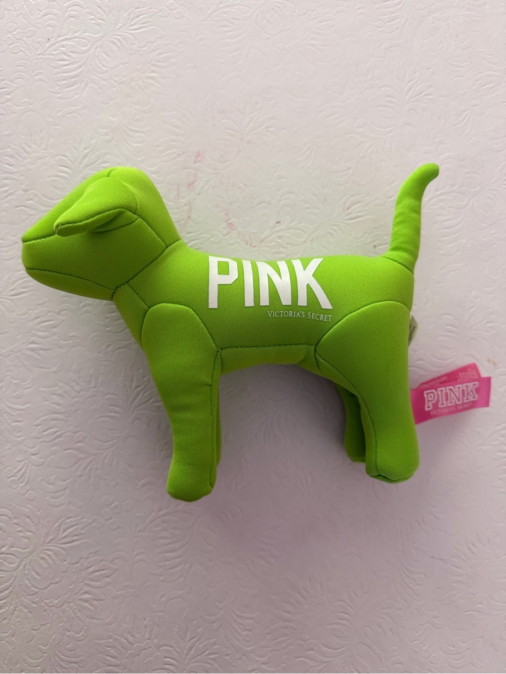Victoria's Secret PINK Bright Lime Green Plush Dog Toy
